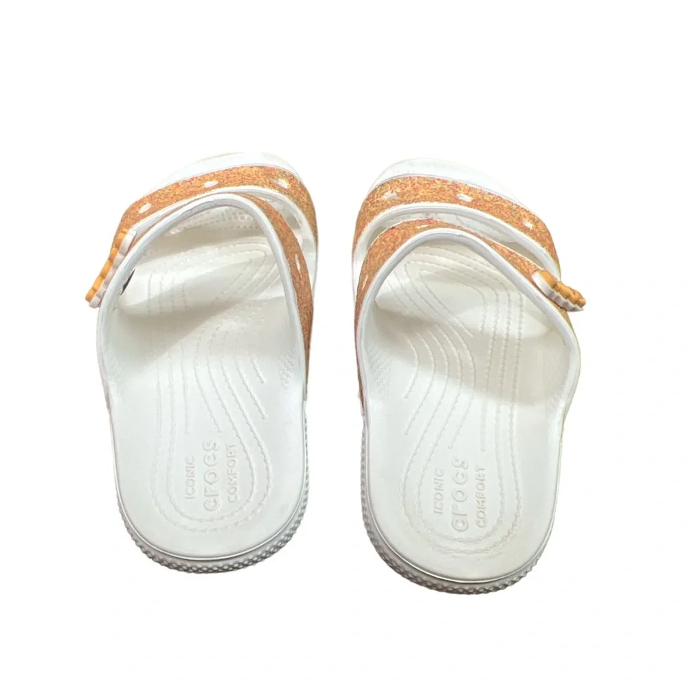 Crocs Classic Women’s Sandals Orange‎ Sorbet Glitter Slides Comfort Sandals Sz 6